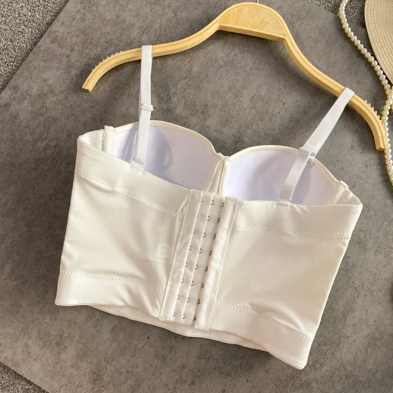 Spaghetti Strap Sexy Tanks Camis for Women Solid Colours Leather Pu Femme Croset Crop Tops with Built In Bras Chic Tank Camisole women camisole tops,sport tank tops