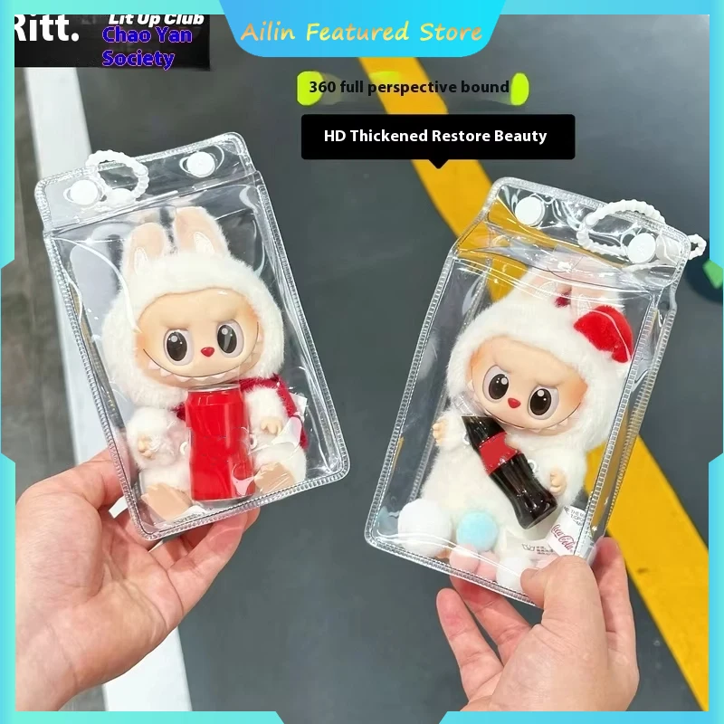 Labubu Transparent Square Walking Bag with Protective Cover & Display