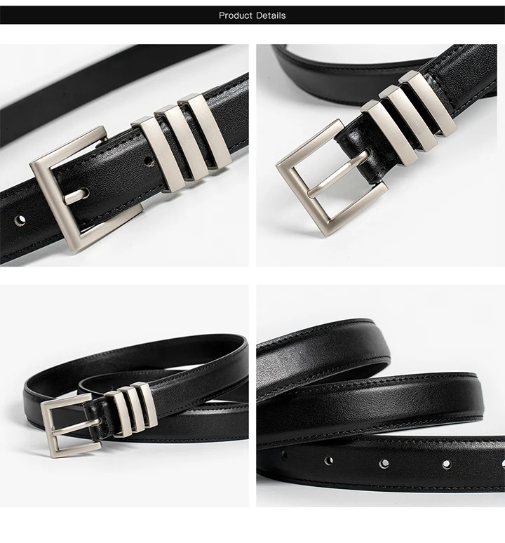 BEAUTODAY Belts Women Full Grain Leather Versatile Solid Color Metal Buckle 2024 Ladies Accessories Handmade 91055
