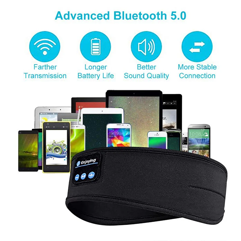 Fone Bluetooth Earphones Sports Sleeping Headband Elastic Wireless Headphones Music Eye Mask Wireless Bluetooth Headset Headband 2