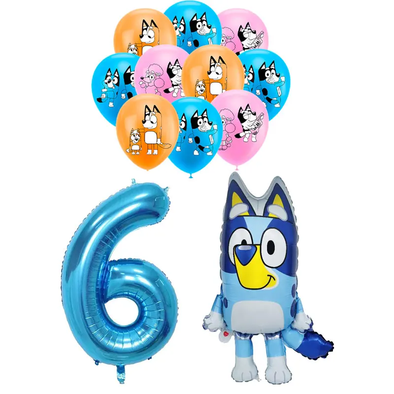 Birthday Party Supplies Bluey Birthday Party Decoration Blue Balloons Tablecloth Backdrop Set