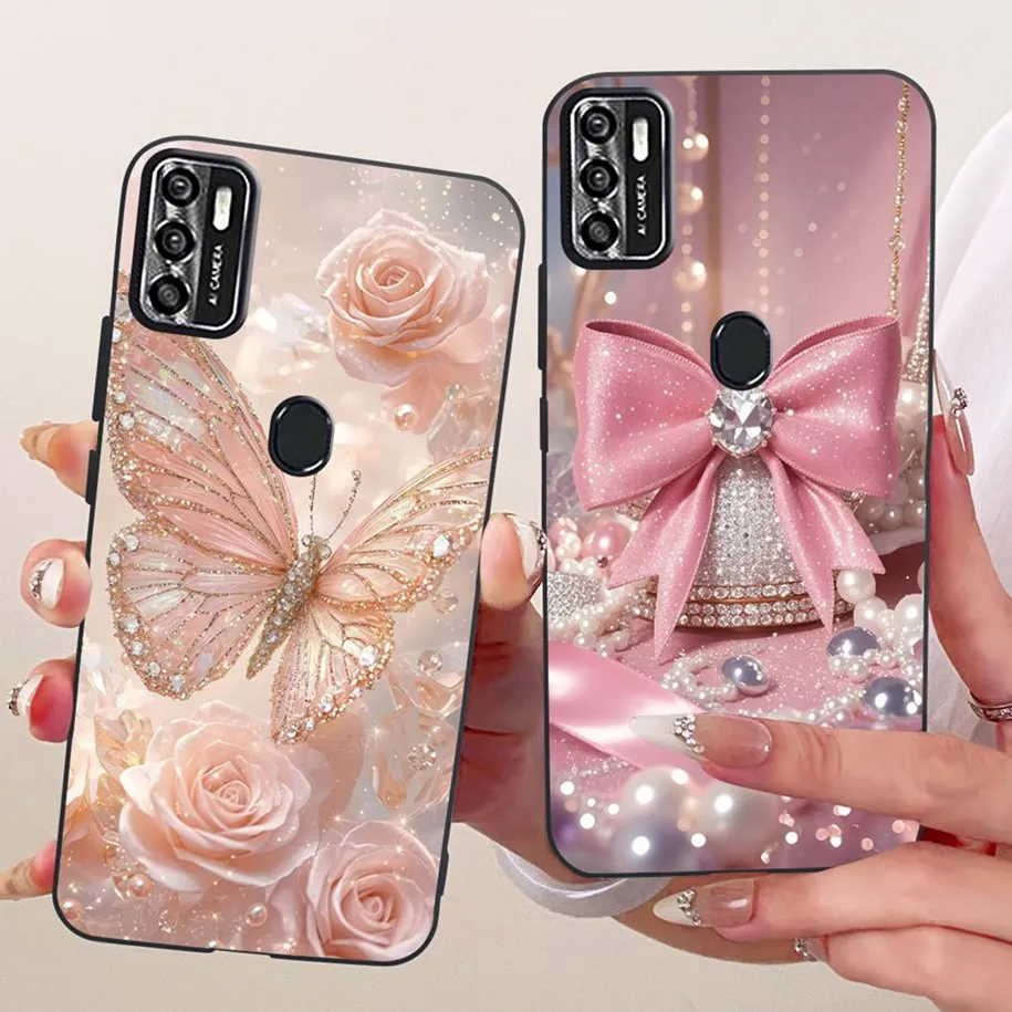 Floral Soft Black Silicone Bumper Phone Cover