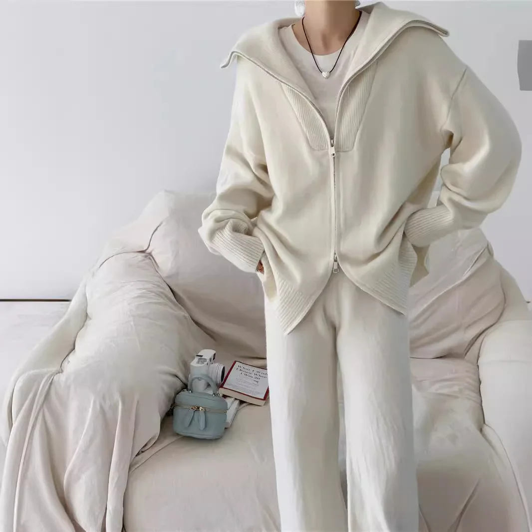 2026 Women Autumn Sweater Suits Cardigans With Knitted Pants Two Piece Sets Tracksuits Ladies Outfits Winter Clothes