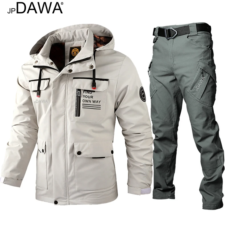 Outdoor Windproof Sunscreen Fishing Jacket Men's Sports Travel Hunting Jacket Cycling Hiking Autumn Thin Set