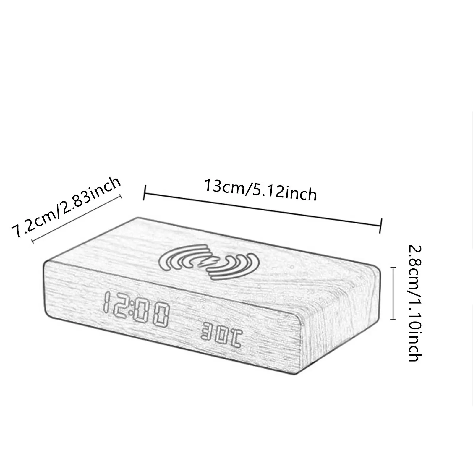 Despertador con carga inalámbrica, tres niveles de brillo ajustables, tres configuraciones de alarma para decoración, hotel, regalo, dormitorio, mesa.