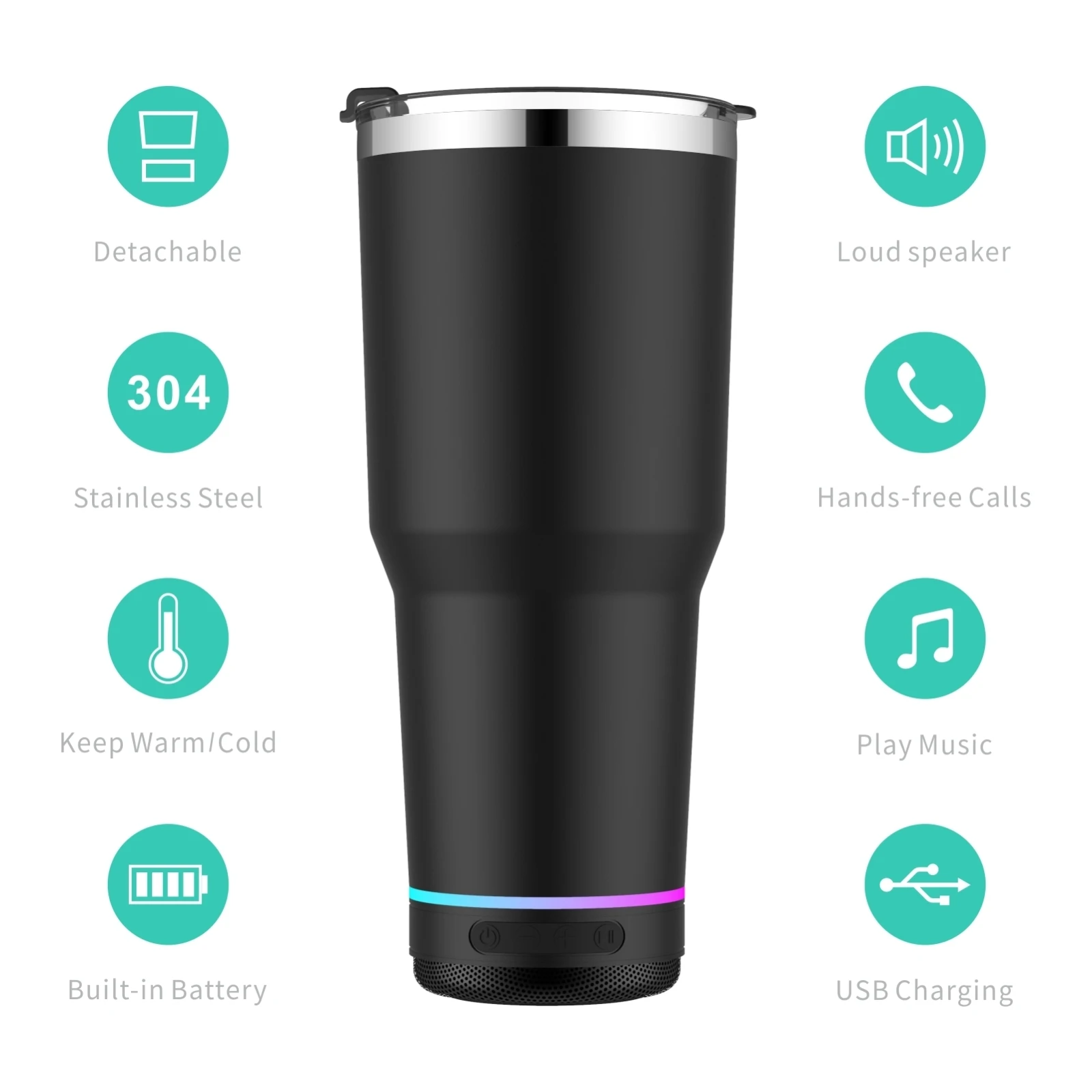 de agua con de música, termo USB Para taza de café, taza de agua, termo de acero inoxidable, 30oz| | - AliExpress
