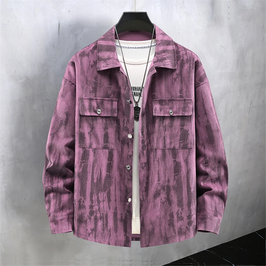 Vintage Gradient Tie-dyed Denim Jacket Men 11XL Plus Size Jean Jackets Coats Male Spring Autumn Cargo Denim Coat Big Size 11XL 5