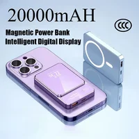 Portable Magnetic Wireless Charger Power Bank with Bidirectional Fast Charging, Suitable for iPhone, Samsung, Huawei, Xiaomi