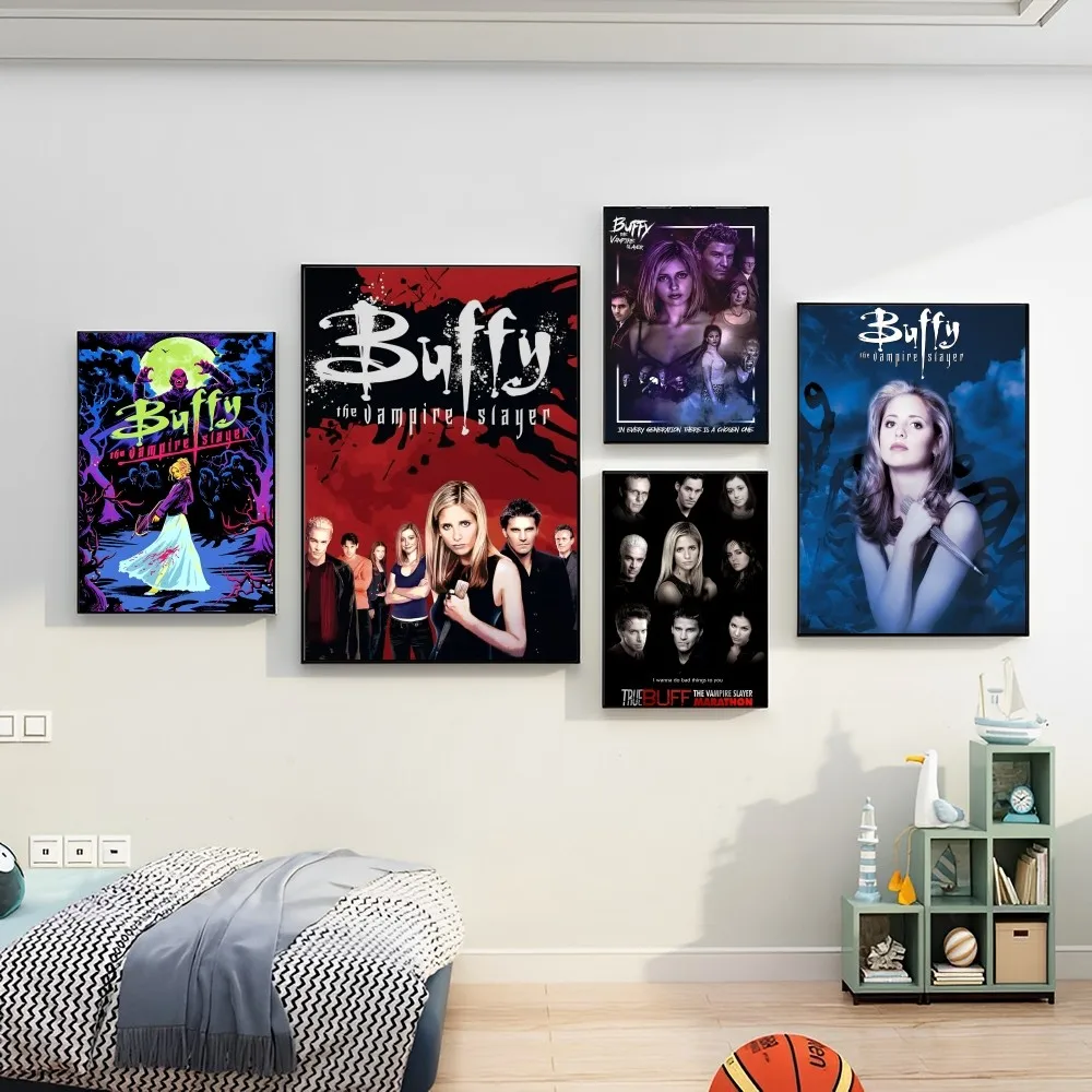 

Vintage Buffy The Vampire Poster Self-adhesive Art Poster Retro Kraft Paper Sticker DIY Room Bar Cafe Vintage Decorative