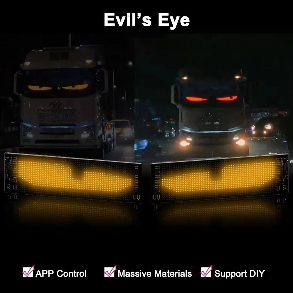 Devil's Eye Truck Windshield Display Flexible Screen LED Matrix Pixel Panel Advertising LED Sign App Control For Car Store Hotel 2