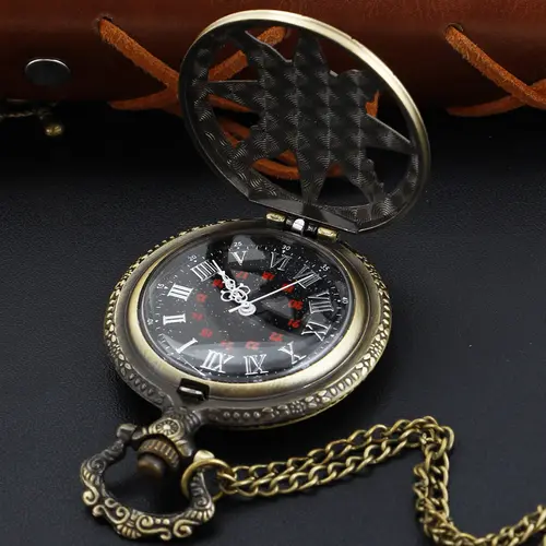 Antique Purple Magic Gem Octagonal Star Quartz Pocket Watch Vintage Fob Chain Necklace Bracelet Pendant Clock Men's Best Gift - Image 5