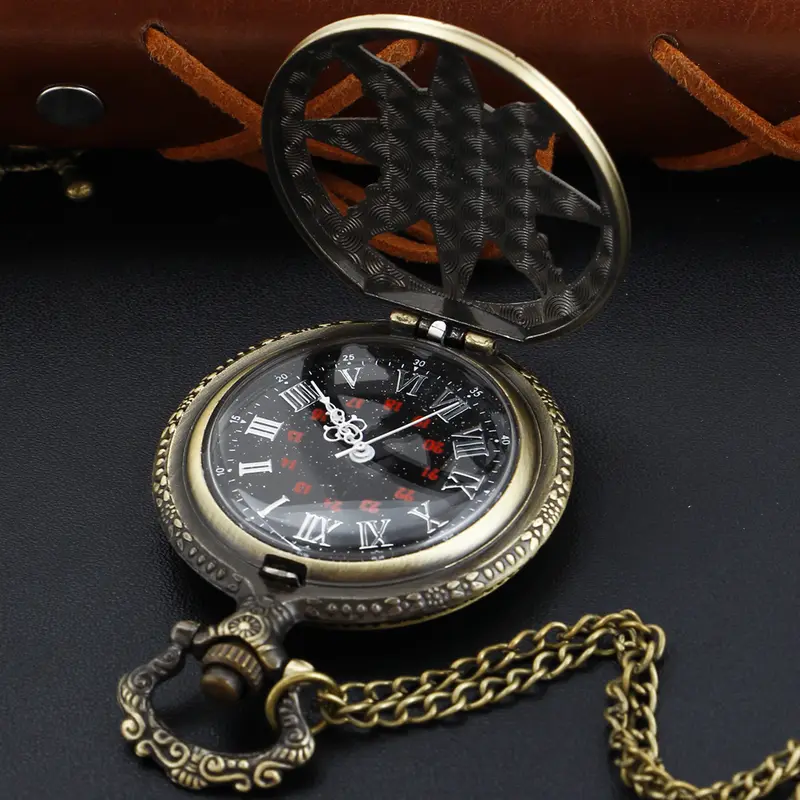 Antique Purple Magic Gem Octagonal Star Quartz Pocket Watch Vintage Fob Chain Necklace Bracelet Pendant Clock Men's Best Gift - Image 5