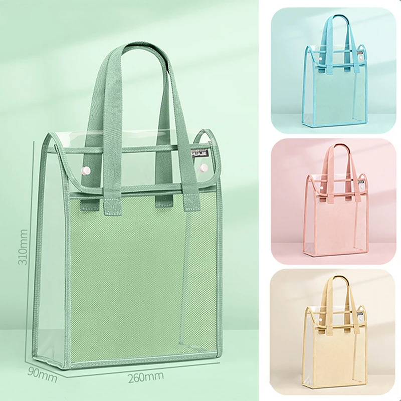 대용량 파일 문서 주최자 휴대용 학교 문구 파우치 가방 투명 방수 보관 가방 사무실 파일 가방