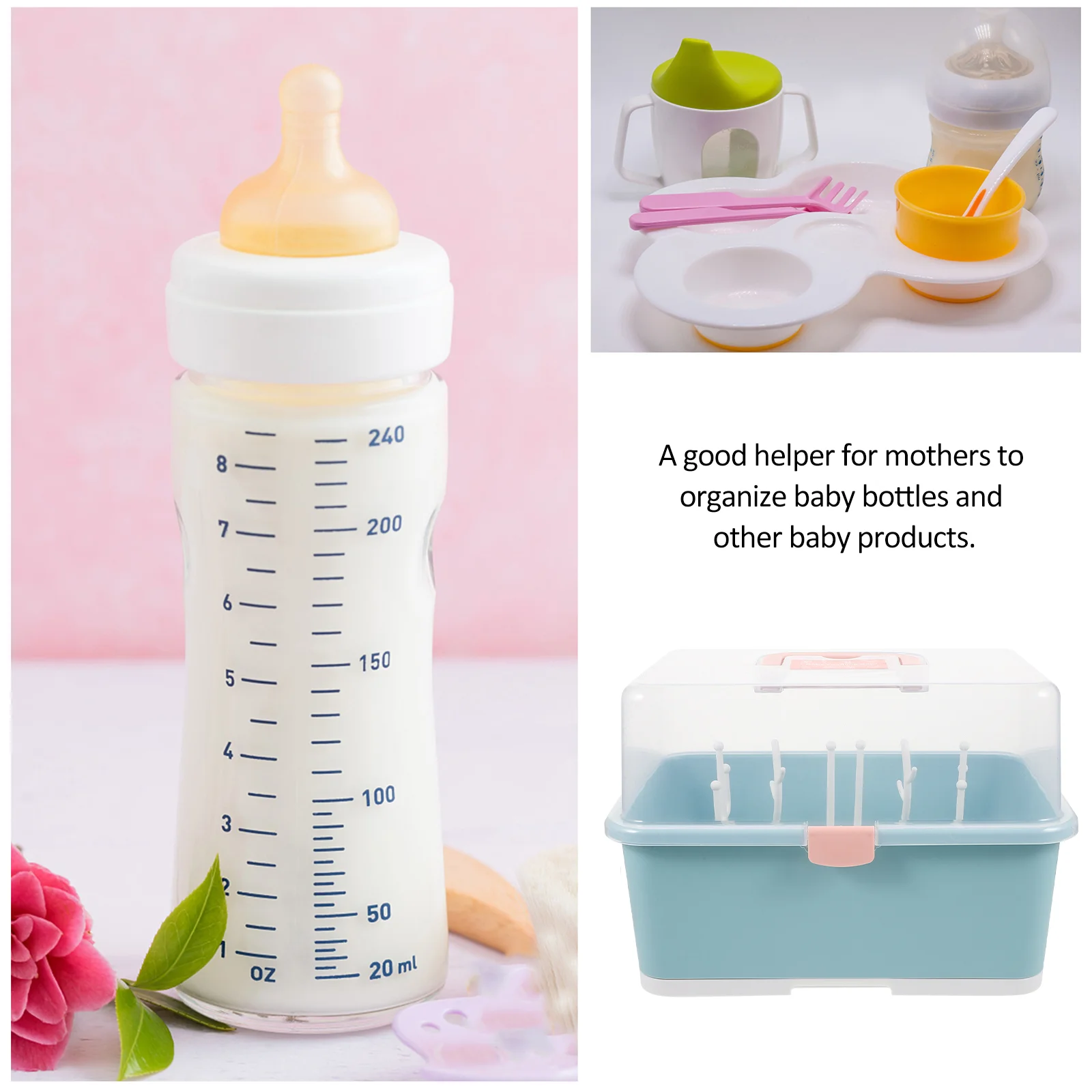 Baby Bottle Drying Rack Drain Tank Toddler Bottles for Milk Pacifier Storage Case