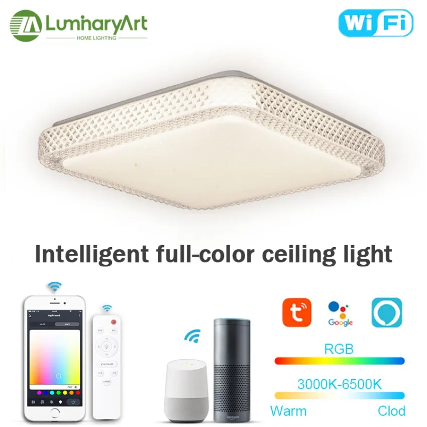 Tuya LED Ceiling Light Alexa Google Audio Control RGB Intelligent Dimming Light Living Room Bedroom Room Home Decoration