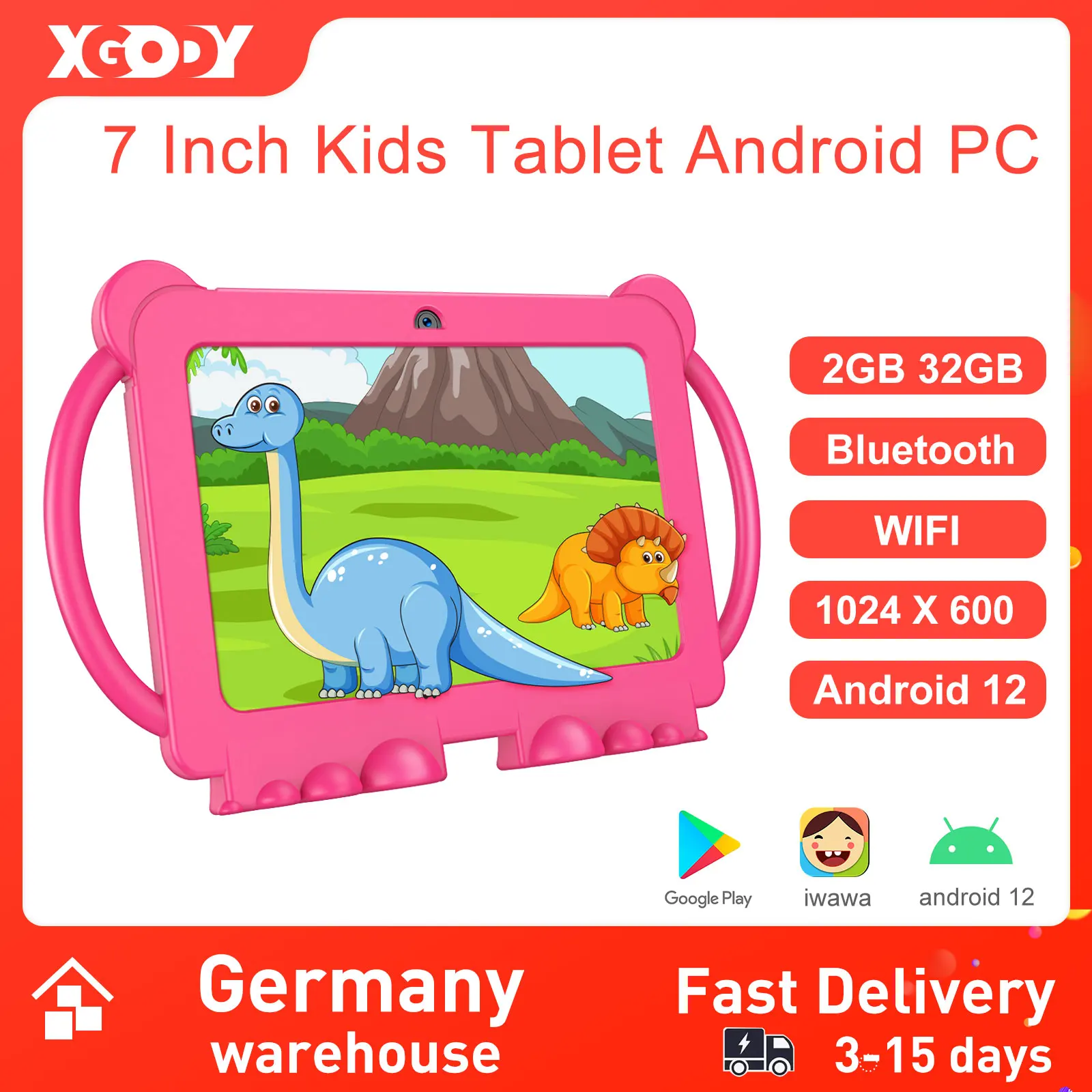 XGODY 7 Inch Android Kids Tablet PC For Study Education 32GB ROM Quad Core  WiFi OTG 1024x600 Children Tablets With Tablet Case - AliExpress