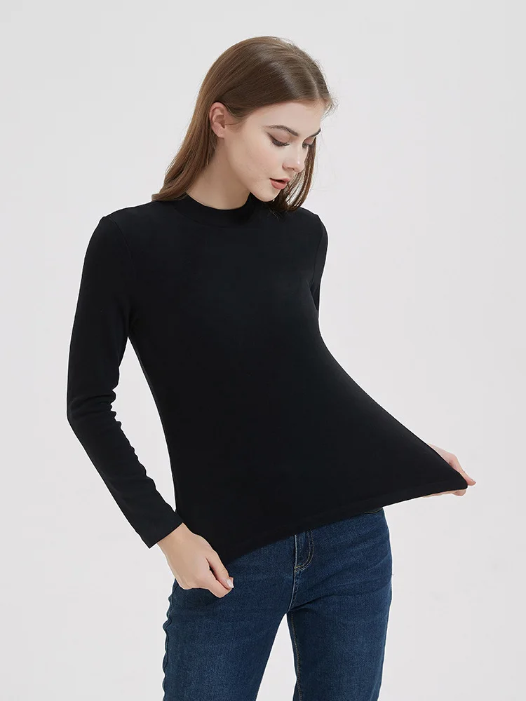 

Thermal Underwear Half High Collar Base Coat Women Autumn Cashmere Protein Thermal Base Coat