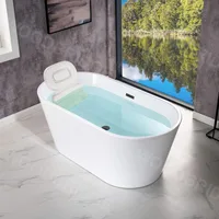 59" Freestanding Bathtub with Bathtub Spa Pillow，Bottom with Stainless Steel Bracket Makes，1- 2 Persons Bathing， Luxury Bathtub 1
