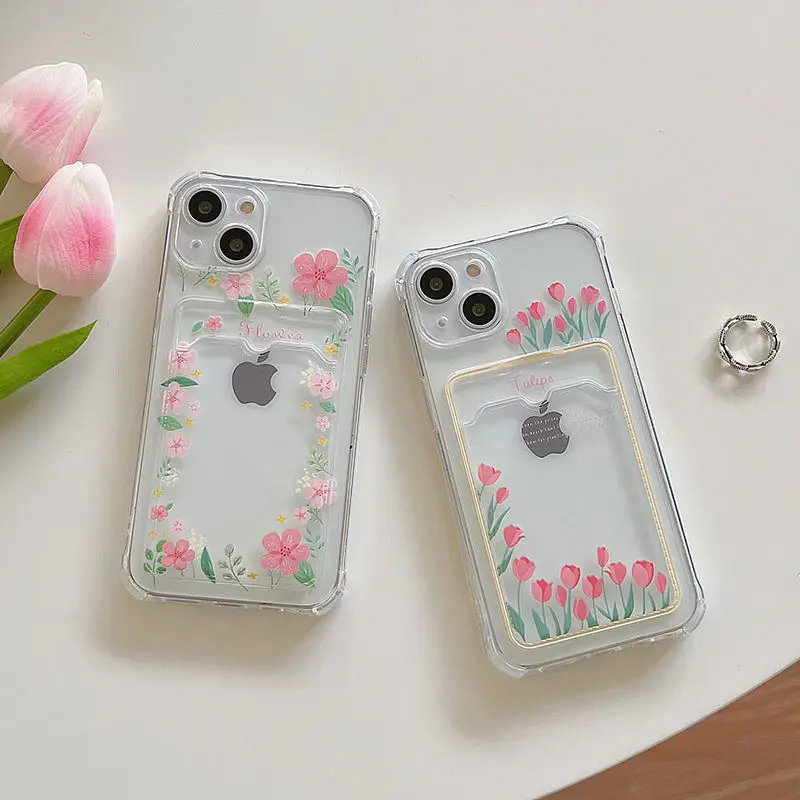 Floral Photo Card Holder Wallet Cover