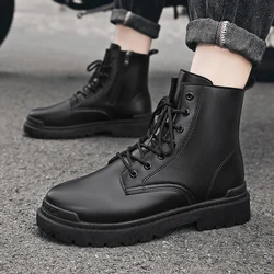 Brand Boots Men's Casual Shoes Anti Slip Boots Comfortable Lacing Platform Boots Fashion Motorcycle Waterproof Shoes Work Boots