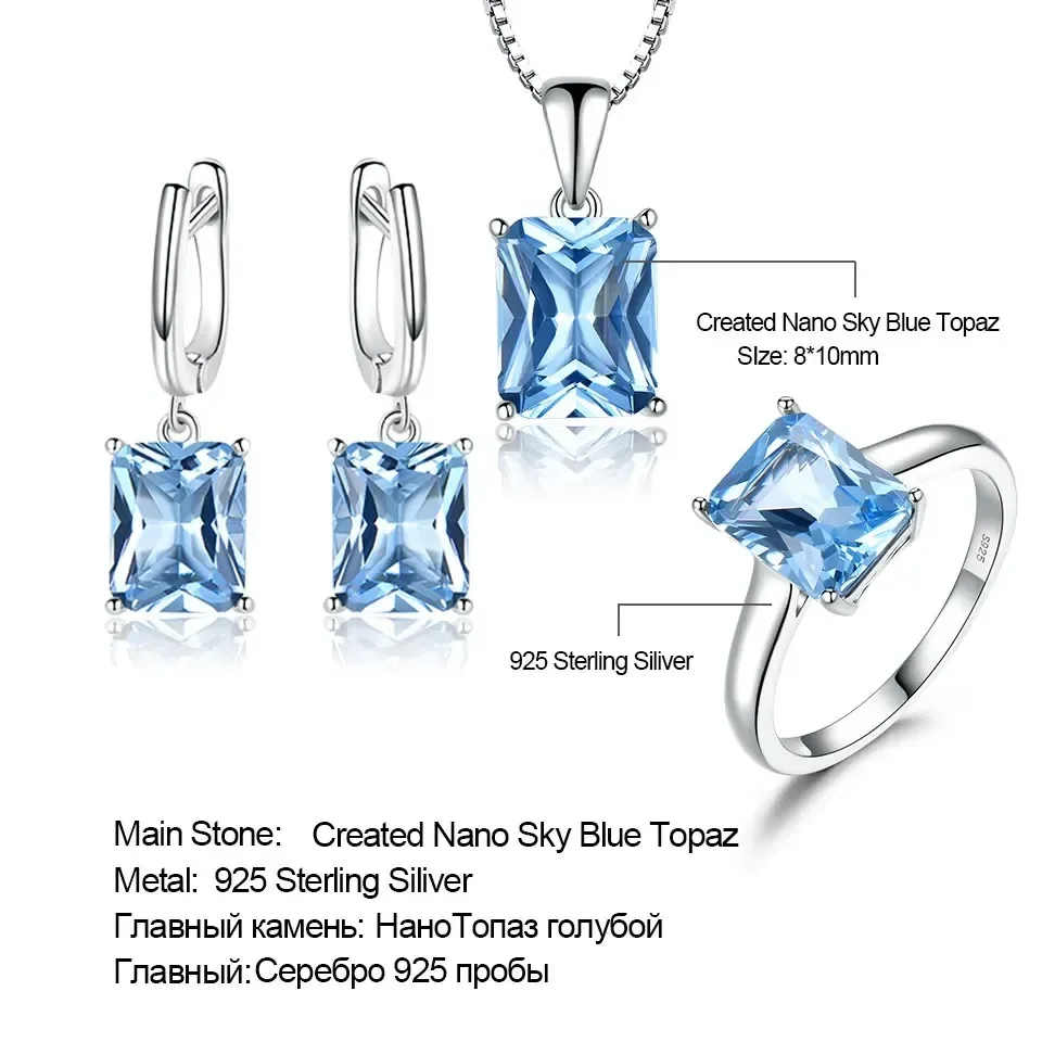 925 Sterling Silver Jewelry Sets for Women Gemstone Simple Emerald Ring Drop Earrings Women Wedding Party Fashion Jewelry Gift