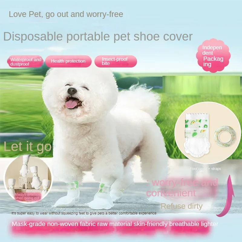 thumbnail image 1 of Funda desechable antisuciedad para patas de perro, funda antisuciedad para zapatos, artefacto para pasear perros, calcetines para cachorros, impermeable, antisuciedad y resbaladizo, 1 of 4