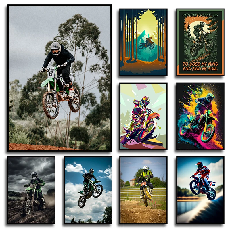 Dirt Bike Jump Moto Rider Freestyle Motocross Quotes Poster Wall Art Pictures Canvas Painting Home Room Decor Biker Gift