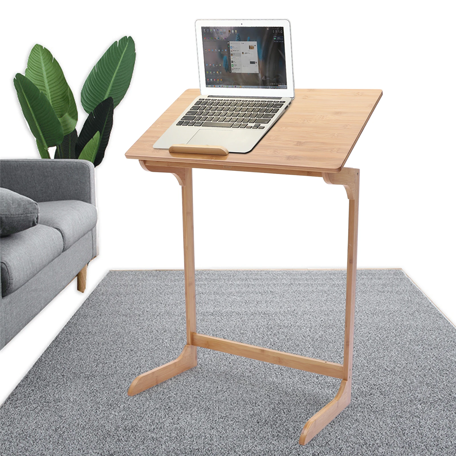 Description Picture 2 of itemPortable Freestanding Natural Bamboo Computer Table, Rectangle Height Adjustable