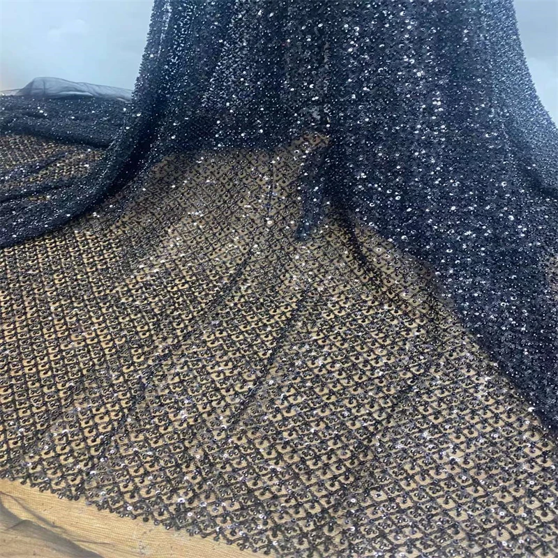 SJ Lace French Tulle Lace Fabric 2022 High Quality Nigerian Women Wedding Beaded Embroidery African Lace Fabric Dress jh14-10
