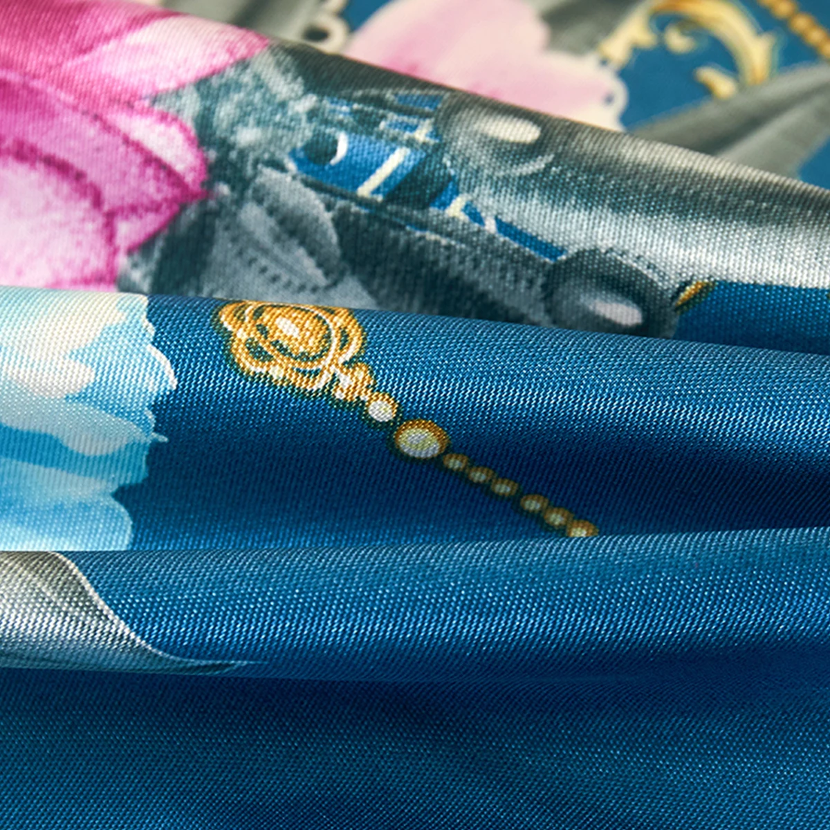 3 Pcs Blue Floral Skirt Bedding Set Garden Aesthetics Flower Rufled Mattress Pad Sheet Set Include Bed Skirt with 2 Pillowcases 6