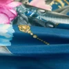3 Pcs Blue Floral Skirt Bedding Set Garden Aesthetics Flower Rufled Mattress Pad Sheet Set Include Bed Skirt with 2 Pillowcases 6
