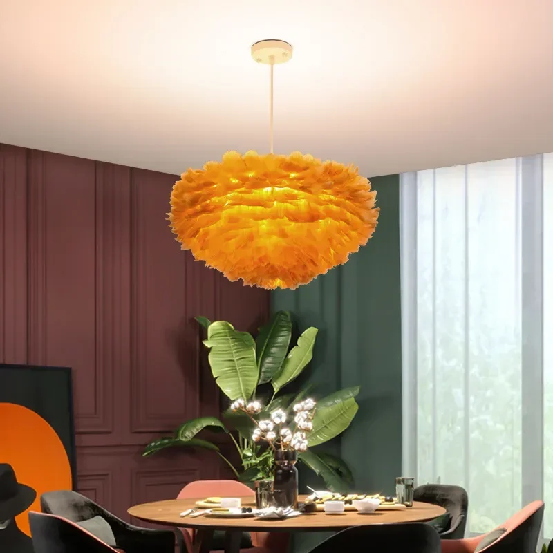 Nordic Feather Chandelier Pendant Lights Pendant Lamp Chandelier Lighting Modern LED Pendant Lamp Hanging Light for Living Room Bedroom Home Decor Creative Suspension Lustre