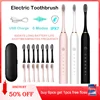 Sonic Electric Toothbrush Adult Smart Timing Tooth Brush Teeth Clean Whitening Fast USB Rechargeable Toothbrush Replacement Head 1