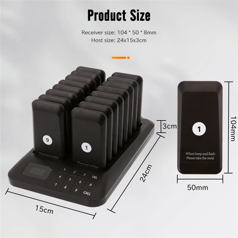 Wireless Restaurant Pager, Food Truck Coasters Buzzer Pager Receiver, Calling System For Bar Cafe Food Court Fast Shop Church