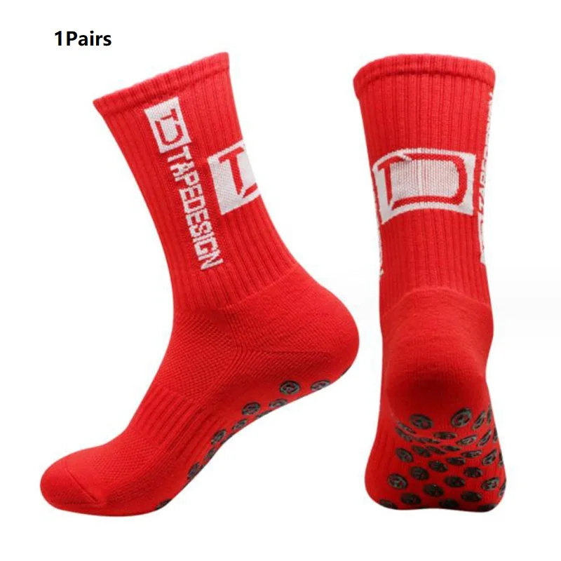 Football socks new ANTI SLIP Tape design mid calf non-slip soccer sport cycling sports men's women sock grip yoga 1 Pairs