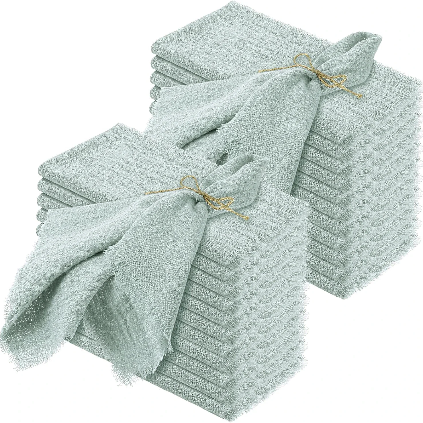 Cotton Napkins 24pcs sage green Gauze Cotton Napkin 32x32cm Tea Towel Wedding Party Christmas Table Decor Burrs napkins