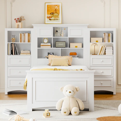 Twin Platform Bed with Cabinet 2