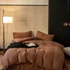 Cotton Linen Ultra Soft Comfortable 3Pcs Bedding set Solid Color 1Pc Duvet cover +2Pcs Pillowcases 4