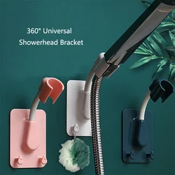 Universal 360 Shower Head Holder Adjustable Self-Adhesive Showerhead Bracket Wall Mount with 2 Hooks Stand SPA Bathroom