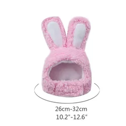 Adorable Hooded Pet Cosplay Hat - Soft Velvet Winter Accessories (Pink rabbit)