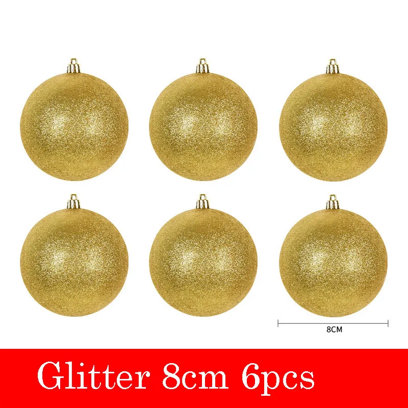 Palline Di Natale Glitter Oro E Rosso - Diametro 15/20 Cm, Decorazioni Per Albero Interno/Esterno