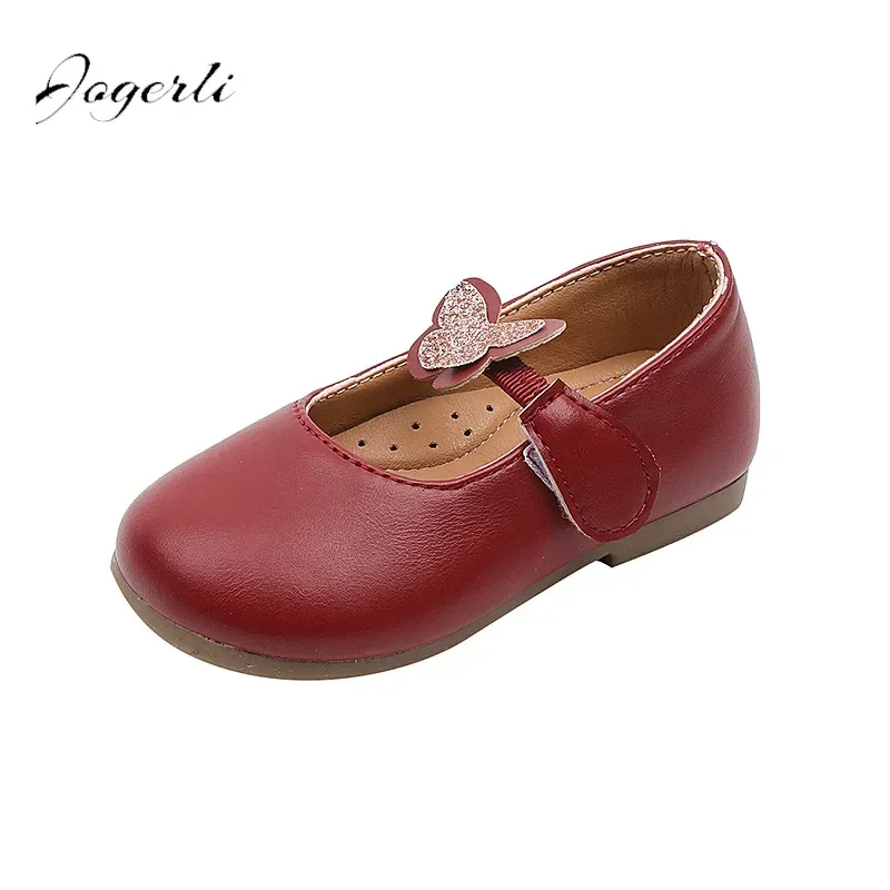 Spring Autumn Kids Girls Butterfly Small PU Leather Shoes New Soft-soled Princess Shoes Children's Loafer Flats