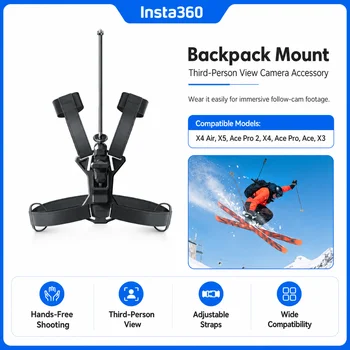Supporto per Zaino Insta360 per Riprese in Terza Persona, Porta Fotocamera Hands-Free per X5 X4 Air X4 X3 Ace Pro 2 Ace Pro Ace
