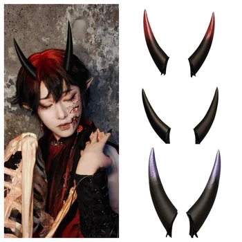 10/14/18cm Anime Gradient Halloween Devil Horns Head Clip Night Party Cosplay Headwear Dark Gothic Comic con Props Accessories 1