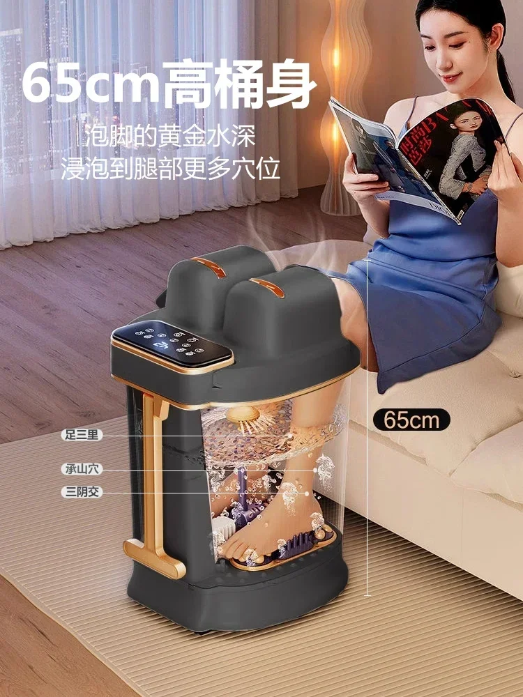 Foot bath barrel heated constant temperature high deep wooden barrel foot bath electric massage fully automatic 5