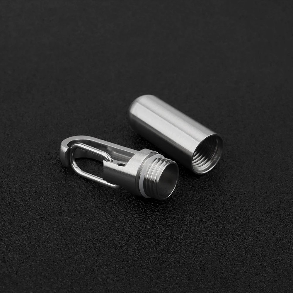 Mini Stainless Steel Seal Bottle Waterproof Canister Pill Bottles Keychain Outdoor EDC Tool Key Ring