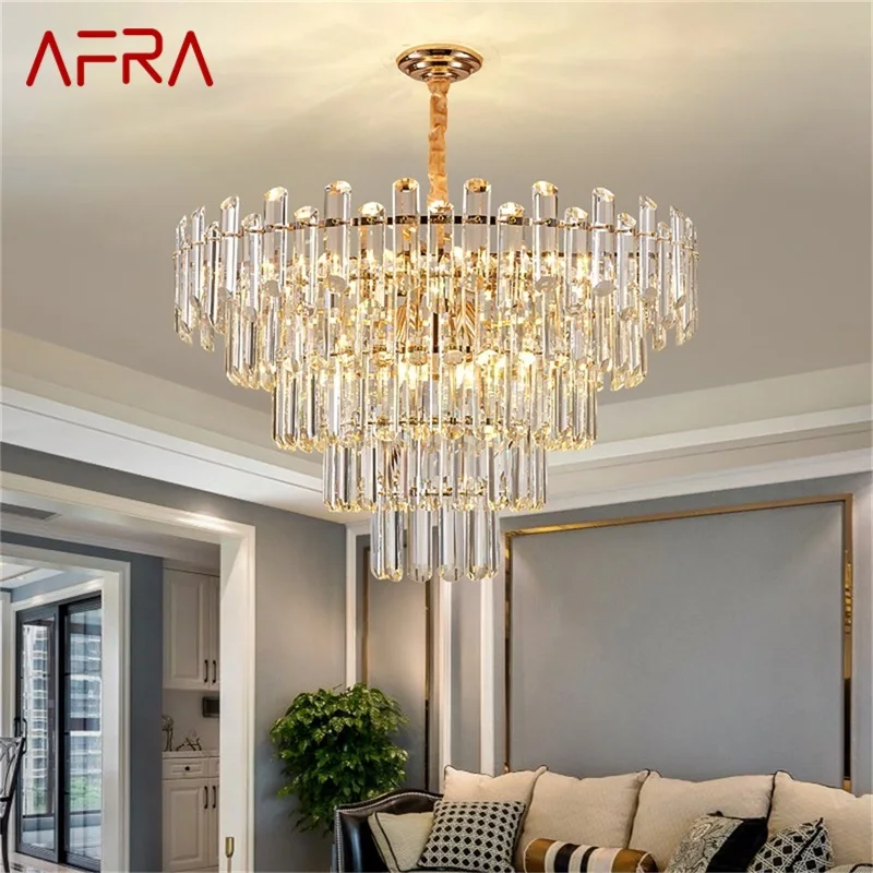 

AFRA Postmodern Chandelier Fixtures Crystal Pendant Lamp Luxury Light Home LED for Living Dining Room