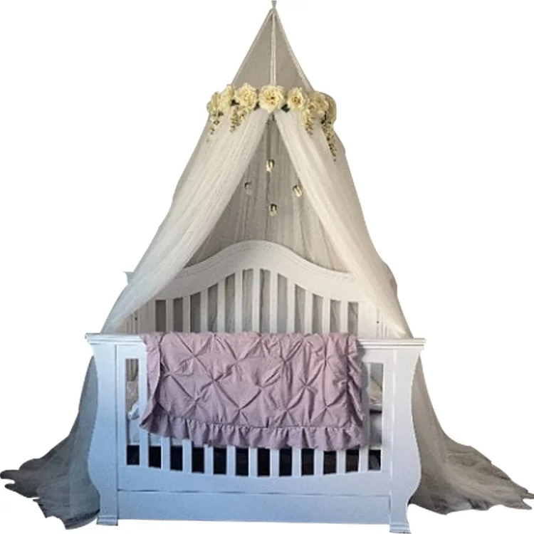 Baby Wreath Bed Curtain Tent Ins Princess Wind Crib Mesh Skin-friendly Mosquito Net Free Installation Children\'s Rose Tent