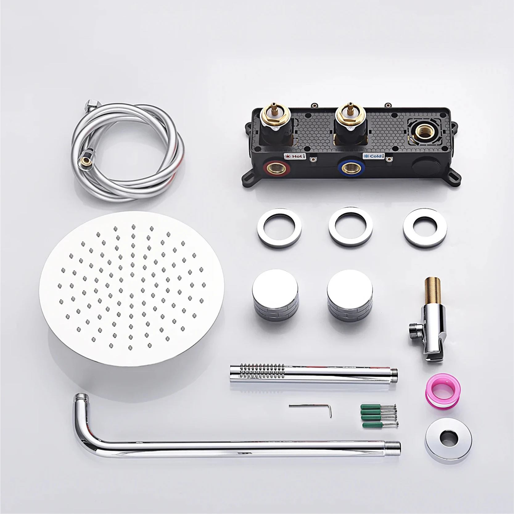 Luxury gun gray brass bathroom shower system concealed design dual handle cold and hot dual control dual function Shower Set 6