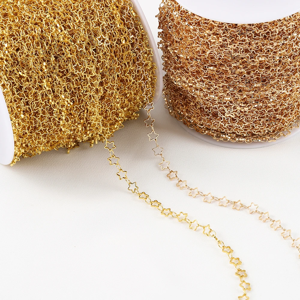 1 Meter 5mm Hohlstern-Kupferketten Gliederkette Handgefertigt DIY Halskette Armband Fußkettchen Schmuckherstellung Zubehör – Detail 12